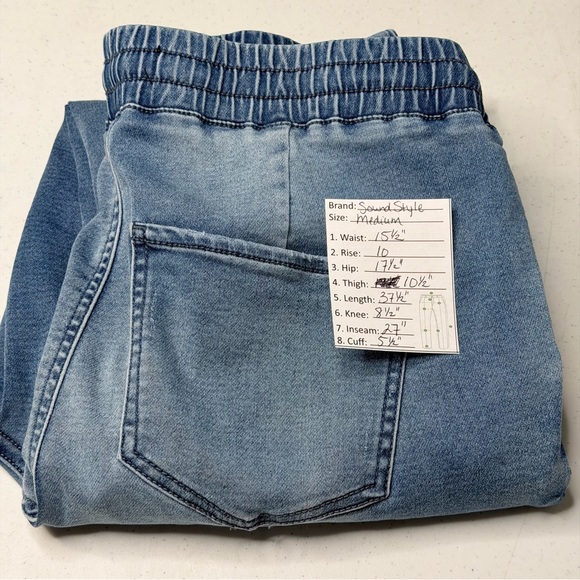 Sound Style Stretchy Denim Blue Drawstring Joggers w/Pockets Sz Medium - Picture 12 of 13